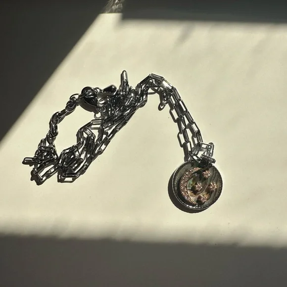 Silver Chain Necklace with Moon and Stars Pendant - Picture 1 of 2